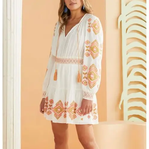 Marie Oliver Kira embroidered long sleeve dress side M