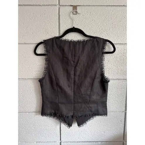 Women's Kourt Giogia Linen Bow Top in Black size 6 Coquette Whimsigoth Girly