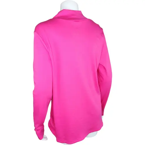 Isaac Mizrahi Live! Essentials Mock Neck Top Dolphin Hem Vibrant Pink Small NWOT