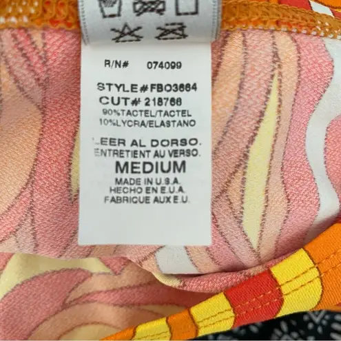 Vintage Baja Blue USA Made Retro Floral Swim Coverup Skirt Yellow Orange medium