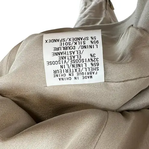 Helmut Lang Cropped Blazer Jacket in Aritfact Linen Blend Beige Size 2