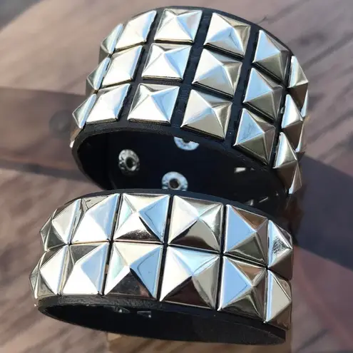 2 PCs Punk PU leather studded Bracelets