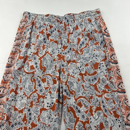 Hei Hei Printed Wide Leg Summer Weight Wide Leg Pant L Orange Size L