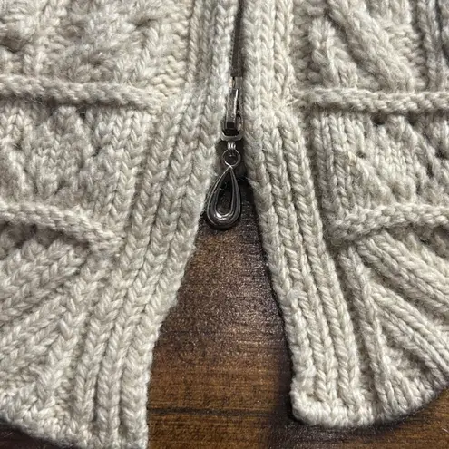 Inis Crafts Wool Cable Knit Merino Wool Cardigan Sweater Jacket Medium Ireland