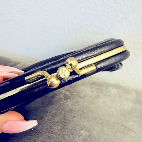 Vintage Faux Black Leather Coin Purse