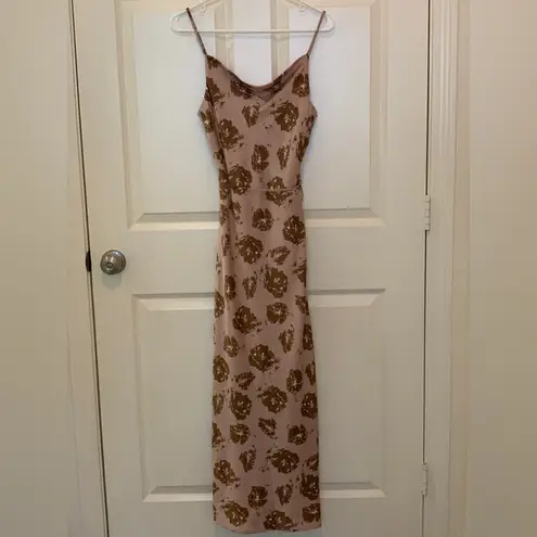 Grade & Gather Floral Slip Dress in Pink and Brown. Size