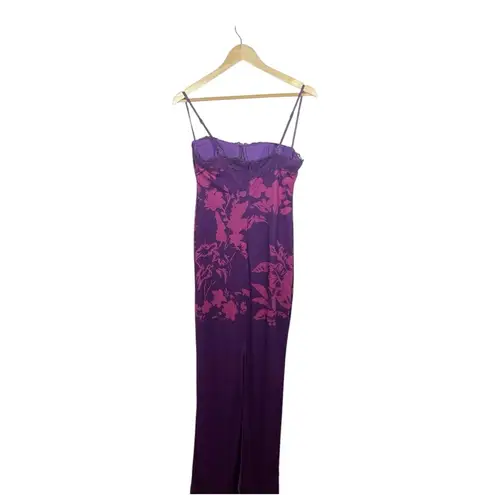 NWOT Finesse Nessa Floral Print Mesh Maxi Dress in Purple/Pink Size M Purple Size M