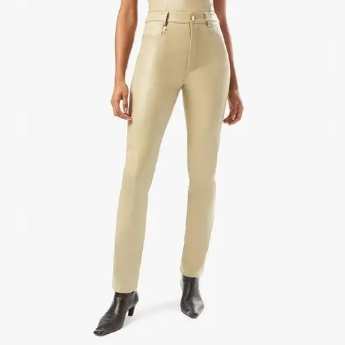 We Wore What Buttery Vegan Leather Kick Flare Pant Oat NWT Size 24