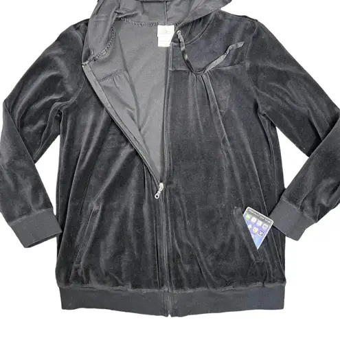 Motherhood Maternity Oh Baby Motherhood Womens Hoodie Velvet Velour Maternity Full Zip Black Large