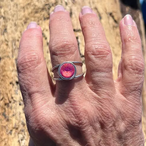 Handcrafted sparkly ring made with Swarovski crystal adjustable fit Silver