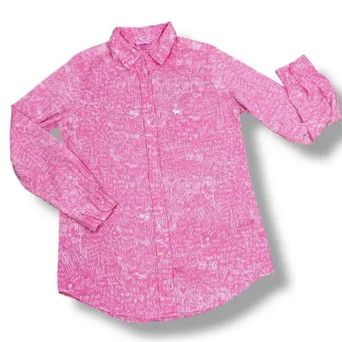 PINK - Victoria's Secret Vintage  Graffiti Print Sleep Night Shirt Pink White Medium