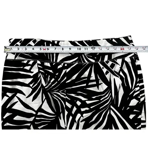 Alfani Pencil Black White Midi Zip Slit Skirt Size 14 Modern Business Casual