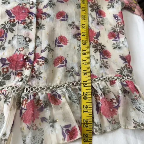 Aratta Silent Journey Blouse Boho Romantic Size S Approx Ruffle Flared Sleeves Pink