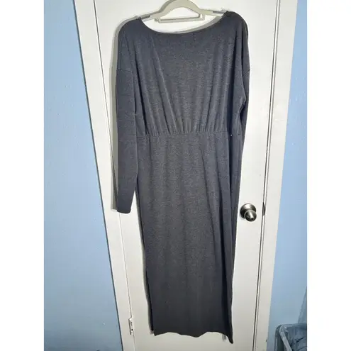 Mimi Maternity Dress Large Gray Midi Side Slit Minimalist Officecore Academia Size undefined