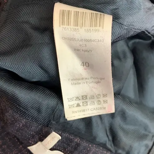 See By Chloe Ink Navy Plaid Cotton Pencil Skirt Size 40