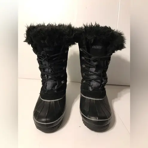 Khombu winter black suede leather lined boots women size 10