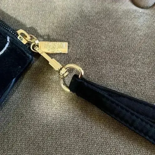 Americana by Sharif Velvet Floral Print Embroidered Large Clutch Black