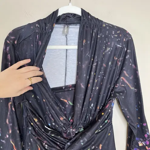 Women's Dress Whimsigoth Art To Wear Abstract Evening Dark Romantic Long Sleeve Black