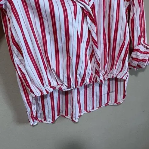Harshman Striped Surplus Blouse In Red Stripe Red Size M