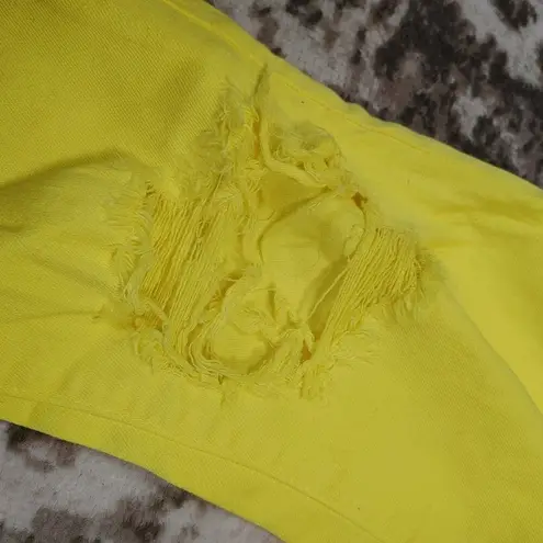 L'Agence Audrina Distressed Neon Yellow Jeans Size 25 Bright Yellow Raw Hem High