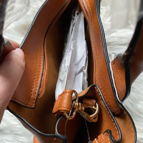 Faux leather hand bag w/ crossbody strap