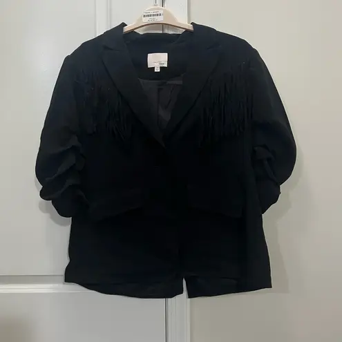 Cinq à Sept Black Dani Fringe Blazer Jacket Size 4 US $595