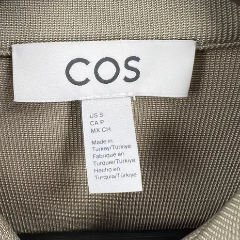 COS Khaki Button Down Shirt Stretchy Minimalist Neutral Office Size Small