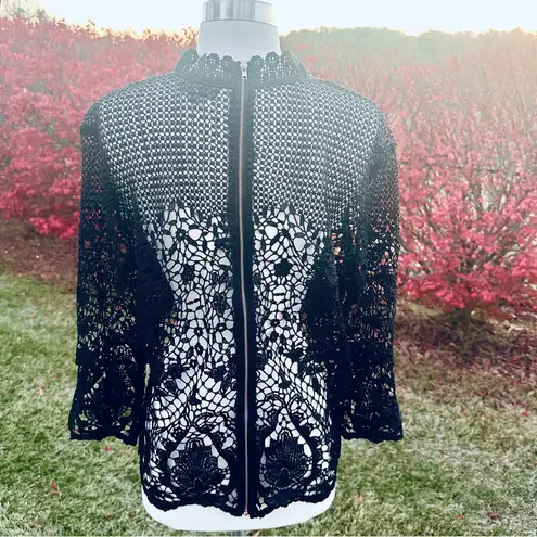 Bold Elements black lace top with long bell sleeves and back zipper