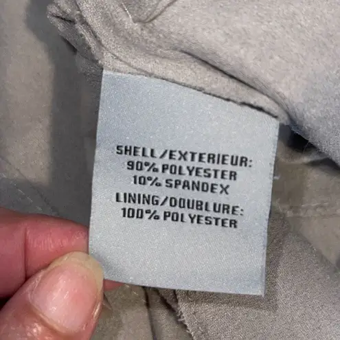 Bagatelle Womens Faux Suede Drape Open Front Jacket Light Gray Large