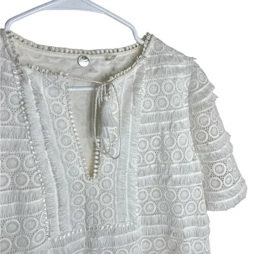 margaret o'leary Margaret O’Leary White Lace & Fringe Dress