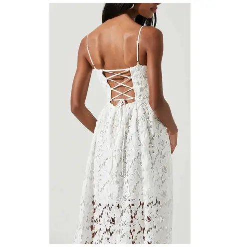 NWT ASTR the Label Joyce Linen Blend Lace Midi Dress Size Small White