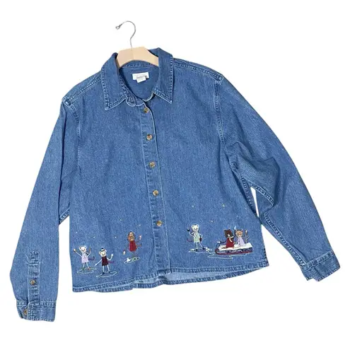 Christopher & Banks VINTAGE Embroidered Cat Shirt