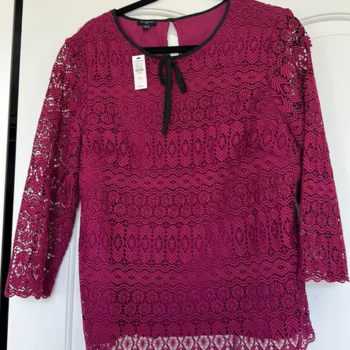 Talbots NWT , cranberry , lacy top, with tie on neckline - Image 1