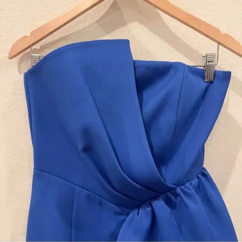 Elliatt Reception Ruffle Strapless Cocktail Midi Dress in Cobalt Blue Size S NWT