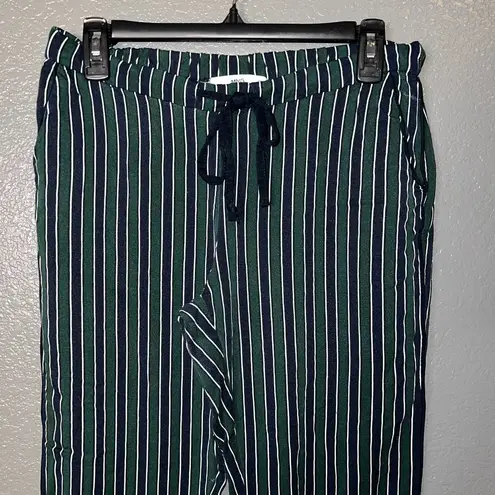 MNG Casual Green & Black Striped Drawstring Pajama Pants (Size Small)