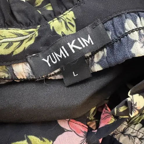 Yumi Kim Anthropologie Yumi Kimi Deep Love Black Astoria Flora tunic mini dress Sz Large