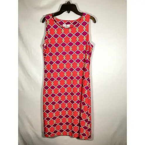 JUDE CONNALLY Beth Dress Mod Geometric Nylon Y2K Sport Casual Travel Knee Length Orange