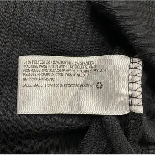 Ava & Viv Blouse Women's Black Sz 1X Ribbed Knit Cut Out Short Sleeve Top EUC