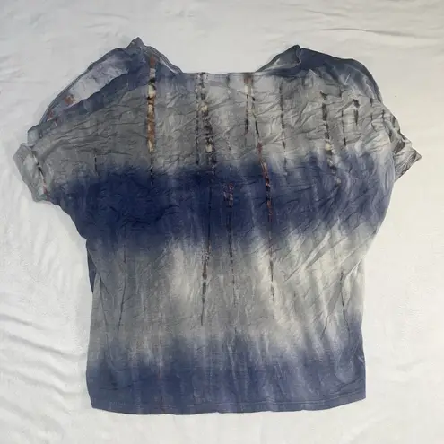 Venus  M Medium Cold Shoulder Blue Tie Dye V Neck