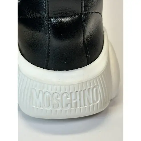 Moschino Logo Band Teddy Sole Women’s Black Leather Sneakers Size EU 35 US 5