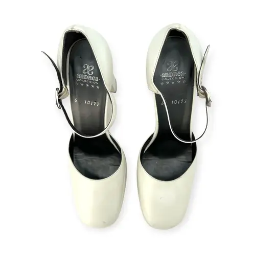 Andrea Coleccion | Size 8 | White Leather Round Toe Chunky 4 Inch High Heel Pump