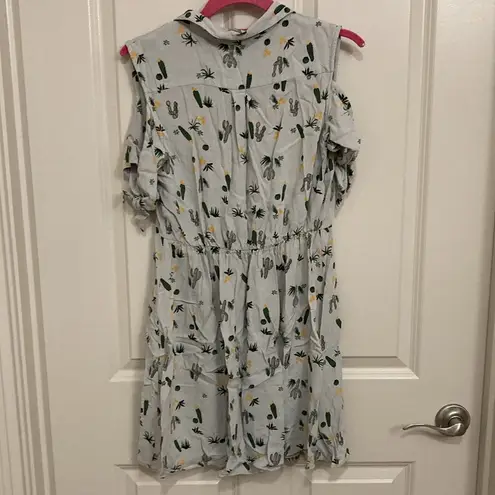 Angie Cold Shoulder Cactus Print Dress