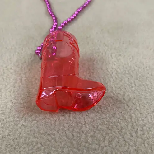 Pink Cowboy Boot Charm Necklace Fun Fiesta Party Accessory Plastic Shot Glass