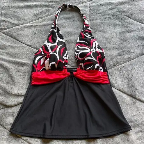 Vintage Y2K red and black Jamaica Bay halter tankini top size 10