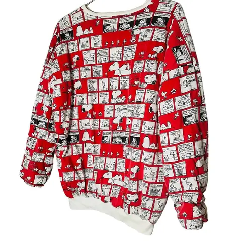 Vintage Red White Striped Double Sided Snoopy Reversible Sweatshirt Size Large