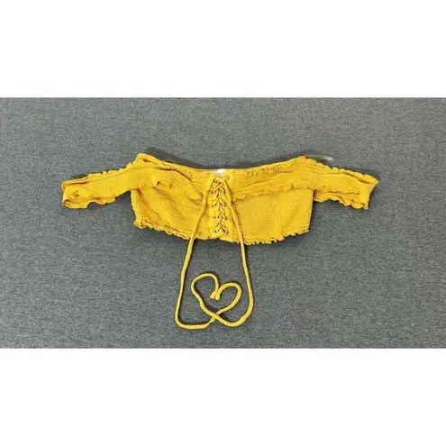 Nectar Clothing | Women's Lace Up Ruffle Sleeve Crop Top | Small