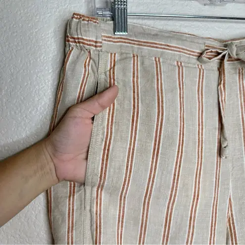 Coldwater Creek 100% Linen Striped Pull On Pants, Sz Medium