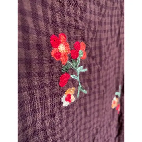 Wulucad Floral Embroidered Maxi Dress Cottagecore Spring Summer Cotton Linen Y2K Brown Size L