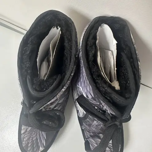 Icepeak Boots Womens 8 Black Waterproof Lace Up Grip Puffer Faux Fur Snow