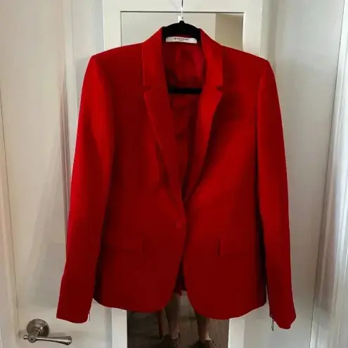 Givenchy 65  Red One Button Blazer Wrist Zippers Size 42 Color Red
